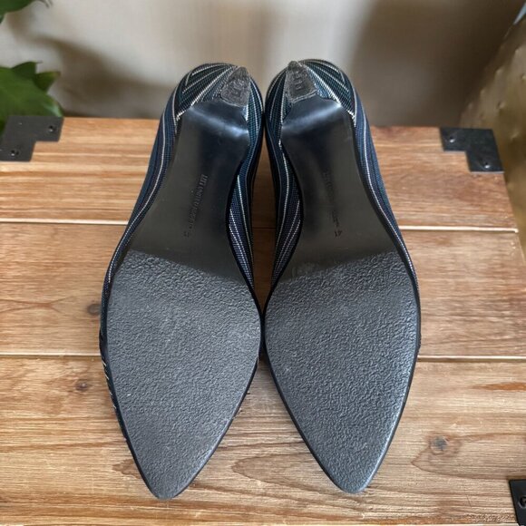 United Nude Navy Blue Stripe Almond Toe Midi Heeled Low Ankle Boot Size 10 / 41 - Picture 14 of 15